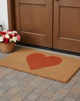 30" X 48" Brown And Orange Heart Outdoor Coir Door Mat