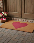 30" X 48" Brown And Pink Heart Outdoor Coir Door Mat