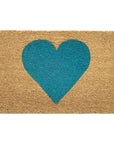 24" X 48" Brown And Turquoise Heart Outdoor Coir Door Mat