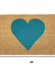 24" X 48" Brown And Turquoise Heart Outdoor Coir Door Mat