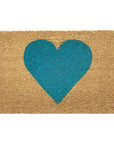 24" X 48" Brown And Turquoise Heart Outdoor Coir Door Mat