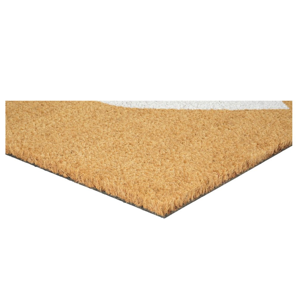 24" X 48" Brown And White Heart Outdoor Coir Door Mat
