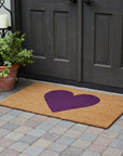 24" X 48" Brown And Purple Heart Outdoor Coir Door Mat