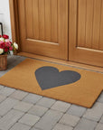 30" X 48" Brown And Gray Heart Outdoor Coir Door Mat