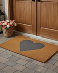 30" X 48" Brown And Gray Heart Outdoor Coir Door Mat