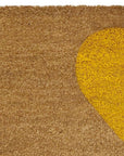 24" X 48" Brown And Yellow Heart Outdoor Coir Door Mat
