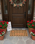 24" X 48" Brown Black And Red Hearts Welcome Outdoor Coir Door Mat
