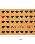 24" X 48" Brown Black And Red Hearts Welcome Outdoor Coir Door Mat