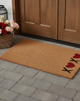 24" X 36" Brown Red And Black XOXO Outdoor Coir Door Mat