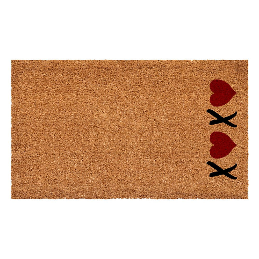 24" X 36" Brown Red And Black XOXO Outdoor Coir Door Mat