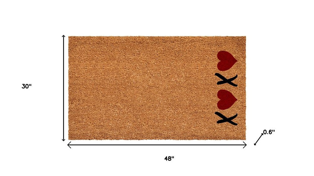 24" X 36" Brown Red And Black XOXO Outdoor Coir Door Mat