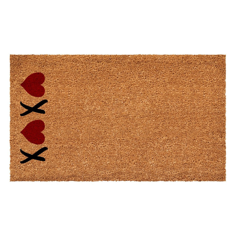 24" X 36" Brown Red And Black XOXO Outdoor Coir Door Mat