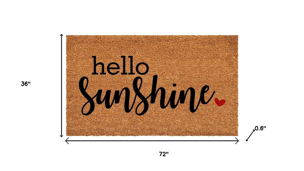 24" X 48" Brown And Black Hello Sunshine Outdoor Coir Door Mat