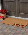 24" X 48" Brown Black And Red Valentine's Day Heart XOXO Outdoor Coir Door Mat
