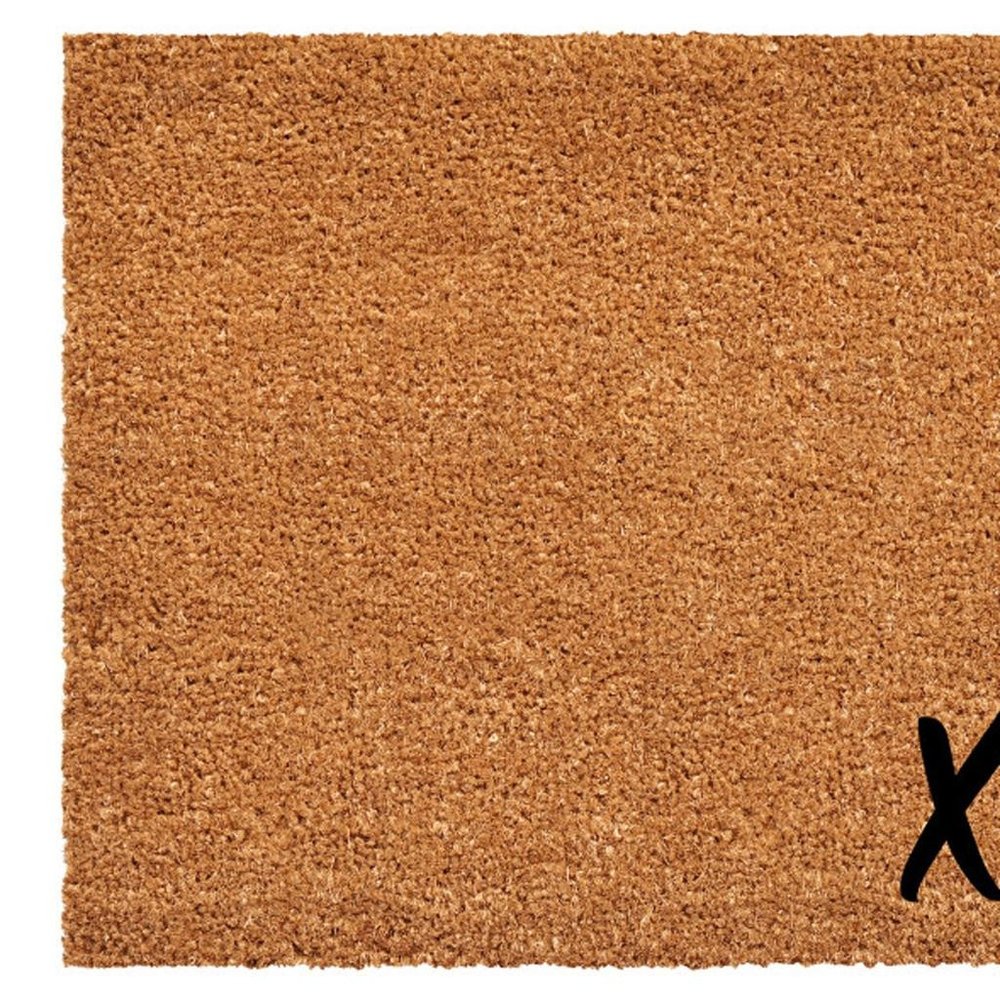 24" X 48" Brown Black And Red Valentine's Day Heart XOXO Outdoor Coir Door Mat