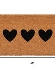 30" X 48" Brown And Black Three Hearts Outdoor Coir Door Mat