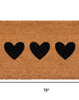 30" X 48" Brown And Black Three Hearts Outdoor Coir Door Mat