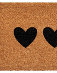 30" X 48" Brown And Black Three Hearts Outdoor Coir Door Mat