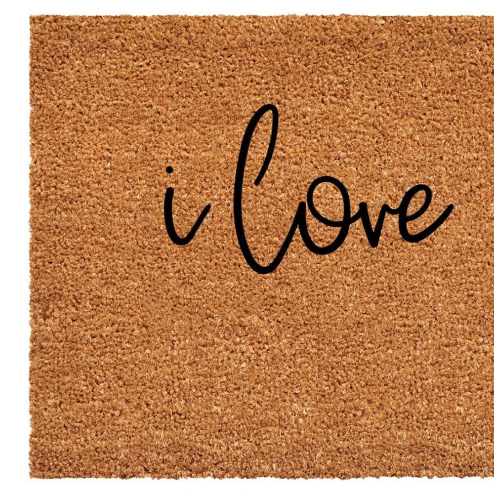 24" X 36" Brown Red And Black Love You Outdoor Coir Door Mat