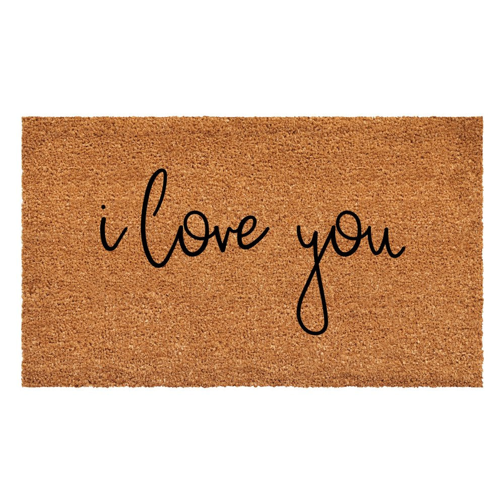 24" X 36" Brown Red And Black Love You Outdoor Coir Door Mat