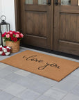 24" X 36" Brown Red And Black Love You Outdoor Coir Door Mat