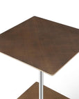 Bronze And Silver Steel Height Adjustable Square Pedestal End Table