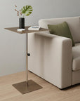 Bronze And Silver Steel Height Adjustable Square Pedestal End Table