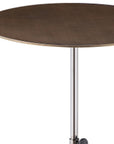 Bronze And Silver Steel Height Adjustable Round Pedestal End Table