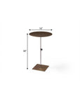 Bronze And Silver Steel Height Adjustable Round Pedestal End Table