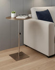 Bronze And Silver Steel Height Adjustable Round Pedestal End Table