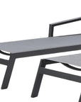 Set of Two Gray Aluminum Three Position Adjustable Sling Outdoor Stacking Chaise Lounges