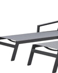 Set of Two Gray Aluminum Three Position Adjustable Sling Outdoor Stacking Chaise Lounges