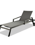 Set of Two Gray Aluminum Three Position Adjustable Sling Outdoor Stacking Chaise Lounges