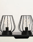 Set of Two 7" Black Geometric Cage Cordless Desk Lamps