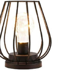 Set of Two 7" Black Geometric Cage Cordless Desk Lamps