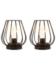 Set of Two 7" Black Geometric Cage Cordless Desk Lamps