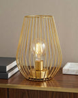8" Gold Geometric Novelty Lantern With Novelty Shade