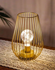 8" Gold Geometric Novelty Lantern With Novelty Shade