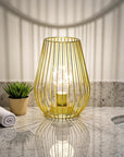 8" Gold Geometric Novelty Lantern With Novelty Shade