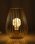 8" Gold Geometric Novelty Lantern With Novelty Shade