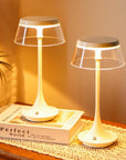 Set of Two 11" White Geometric USB Dimmable Table Lamps