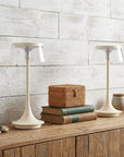 Set of Two 11" White Geometric USB Dimmable Table Lamps