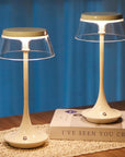 Set of Two 11" White Geometric USB Dimmable Table Lamps
