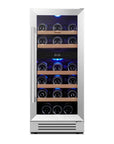 34" X 15" Silver Stainless Steel Dual Compartment Wine Refrigerator