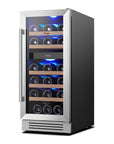 34" X 15" Silver Stainless Steel Dual Compartment Wine Refrigerator