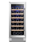 34" X 15" Silver Stainless Steel Single Compartment Wine Refrigerator