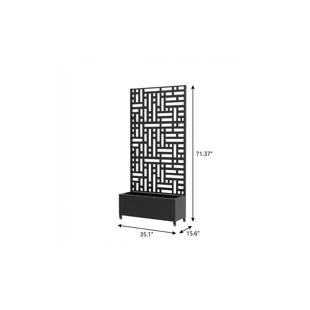 71" X 35" Black Galvanized Metal Rectangular Planter Box