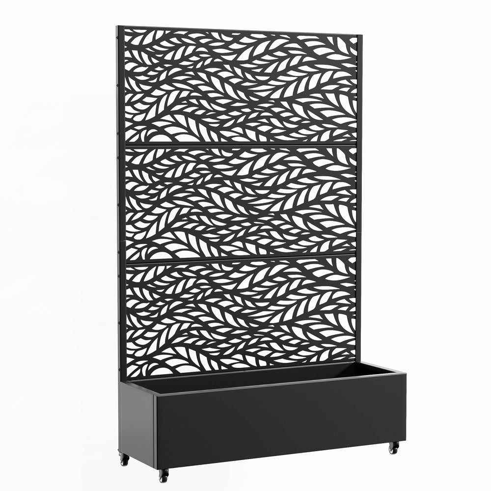 71" X 47" Black Galvanized Metal Rectangular Planter Box
