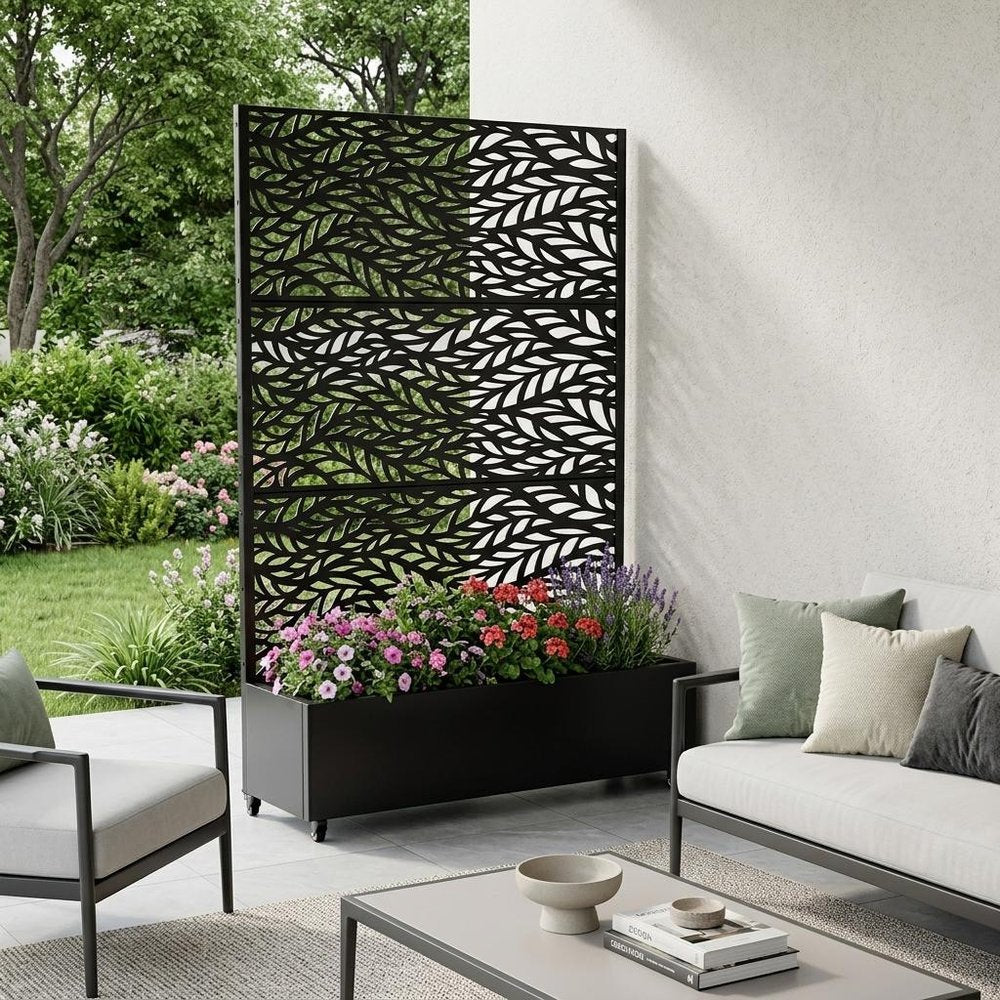 71" X 47" Black Galvanized Metal Rectangular Planter Box