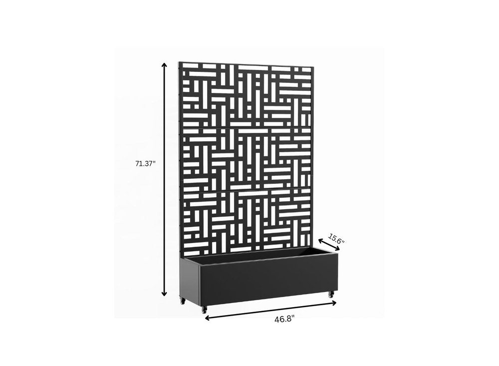 71" X 47" Black Galvanized Metal Rectangular Planter Box